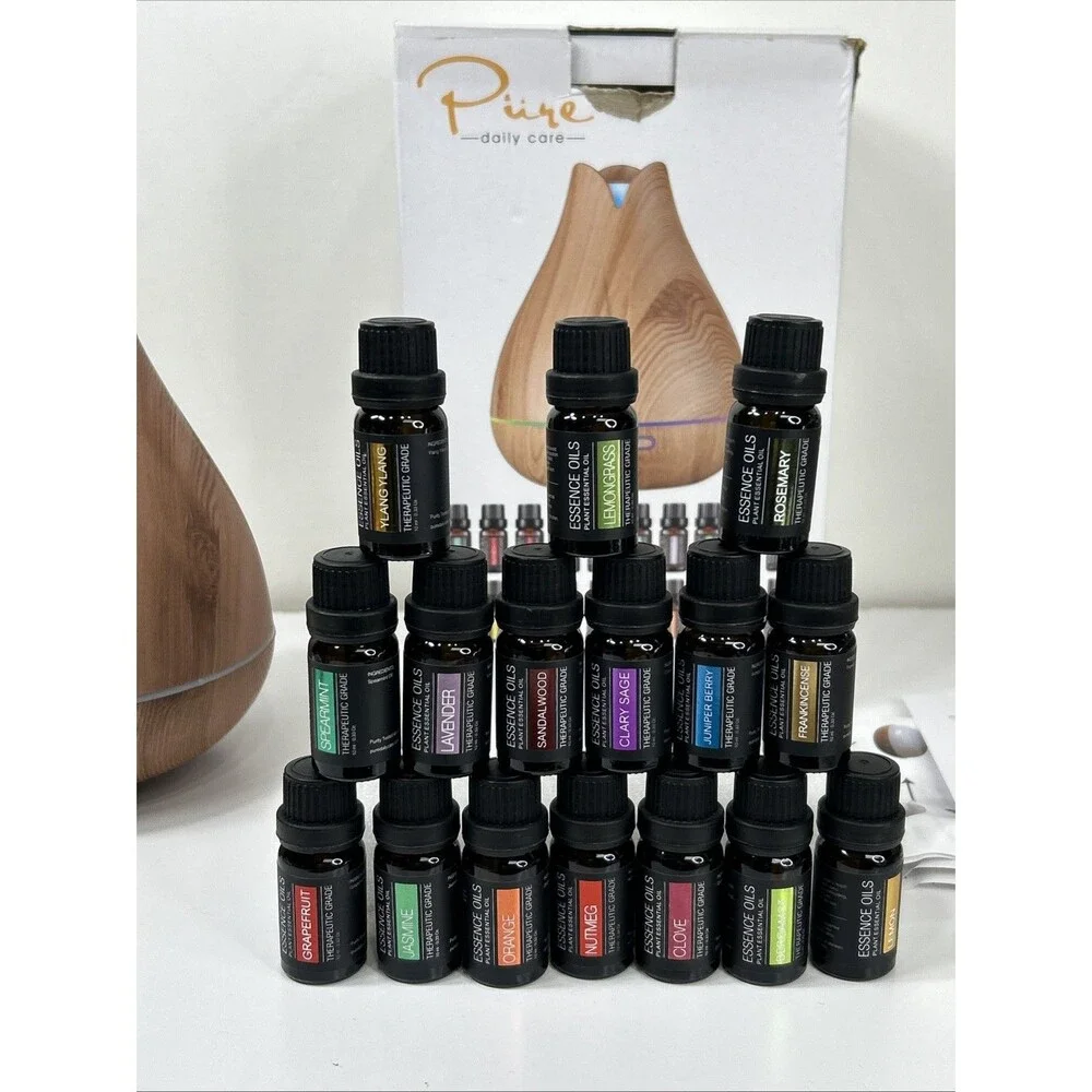 Pure Daily Care Aromatherapy Bundle Ultrasonic Diffuser 16 Essential Oils